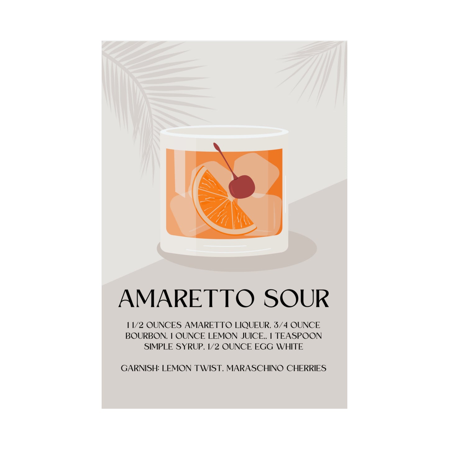Amaretto Sour Cocktail Print - Multiple Sizes Available