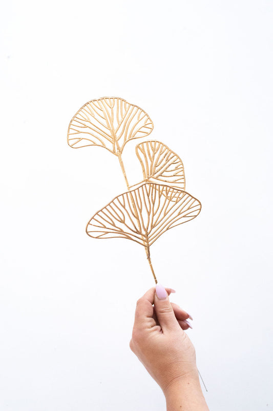 Artificial Ginkgo Leaf Stem (Gold)