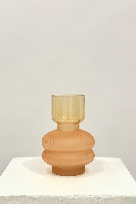 Amber Ribbed Bubble Vase 9.5x22cm (Amber Orange)