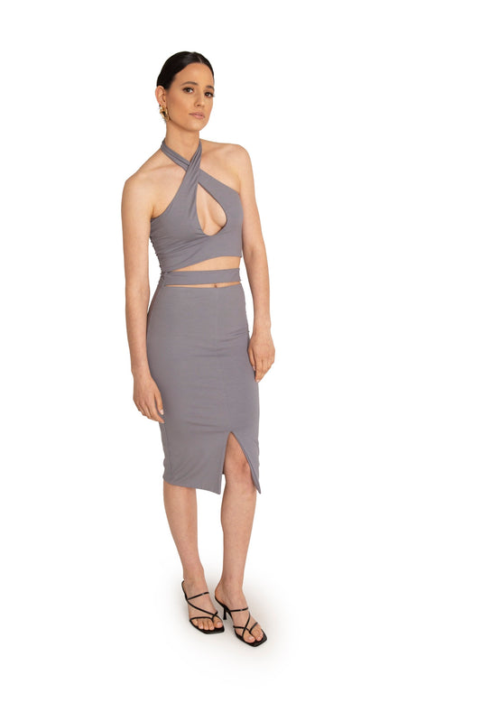 THE COCO MIDI SKIRT (GREY)