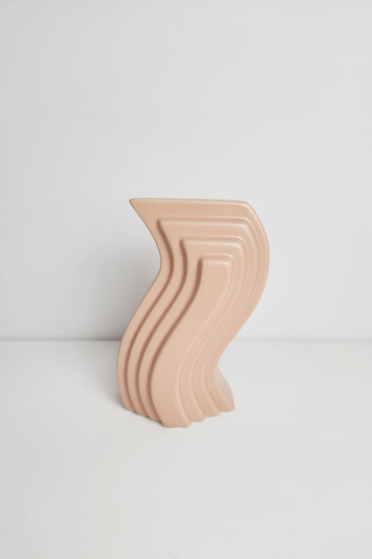 Wave Ceramic Vase - 20cm (Peach)