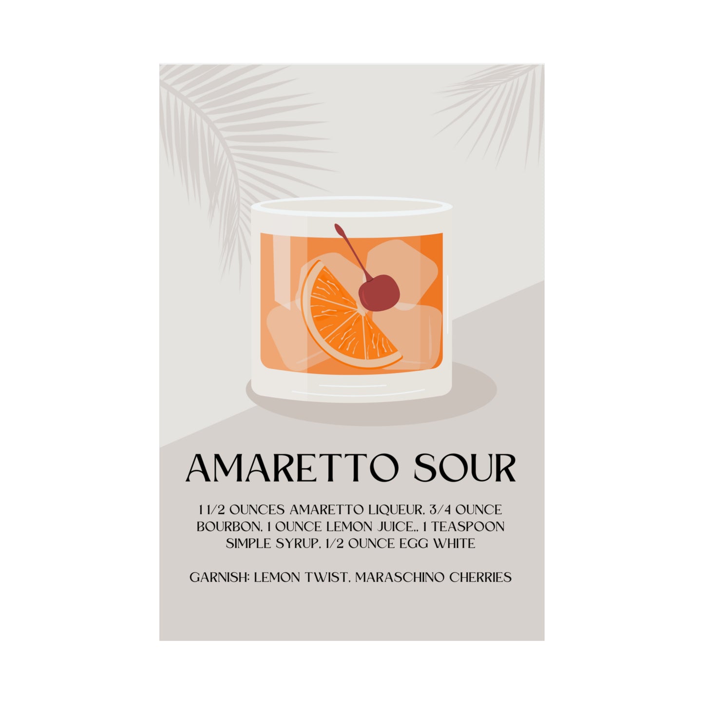 Amaretto Sour Cocktail Print - Multiple Sizes Available