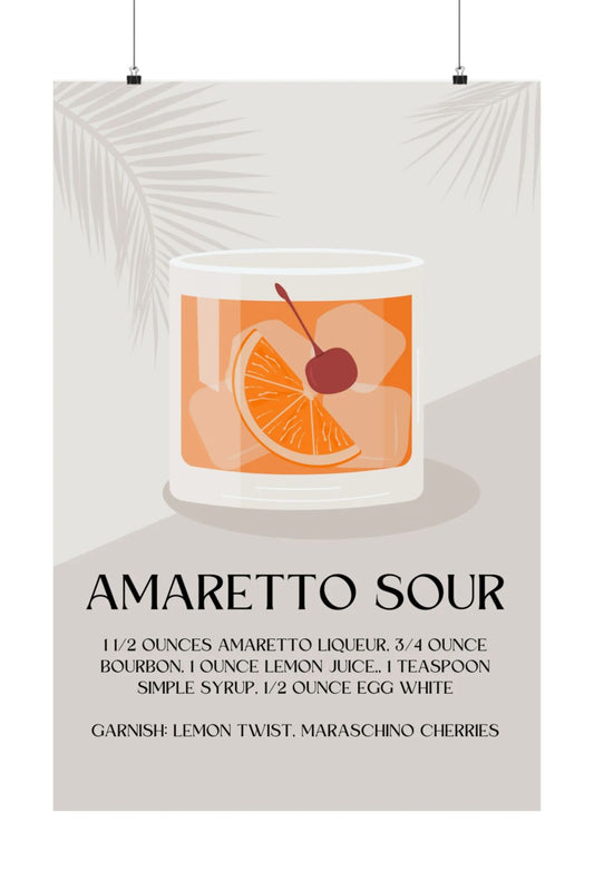 Amaretto Sour Cocktail Print - Multiple Sizes Available