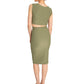 THE NINA RIBBED MIDI SKIRT (OLIVE)