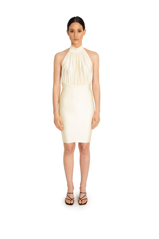 THE STEPHANIE MIDI DRESS (SHINNY CREAM)