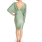 THE BATWING MIDI DRESS (SHINNY SAGE)